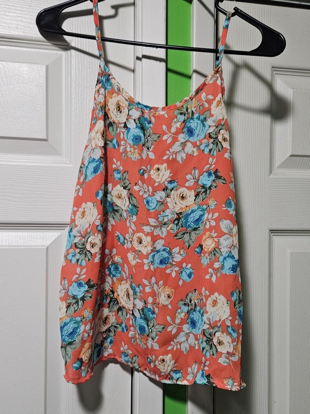 Floral Coral Spaghetti Strap Tank Top